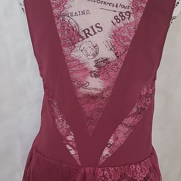 FREE PEOPLE DOVE LACE PANEL CROCHET  DRESS RICH BERRY - Picture 7 of 17